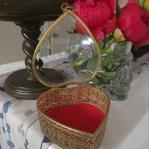 Antique Heart Jewelry Ormolu Casket